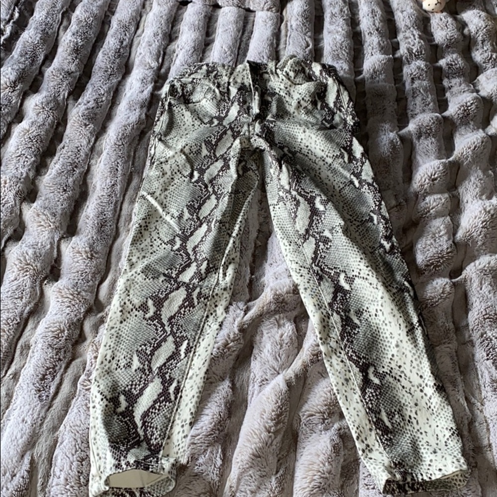 Snake skin high rise pants